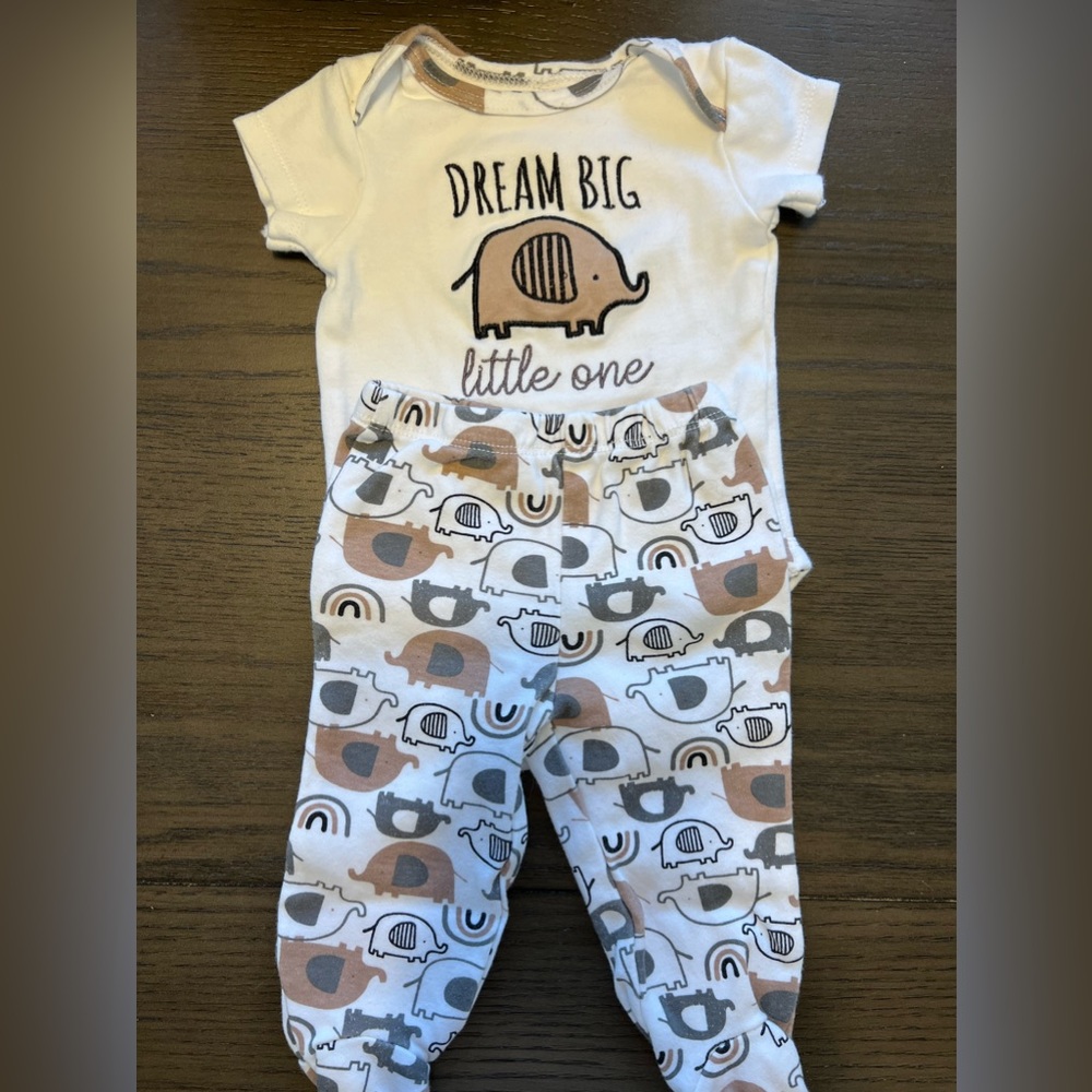 Elephant ‘Dream Big Little One” Onesie & Matching Pants